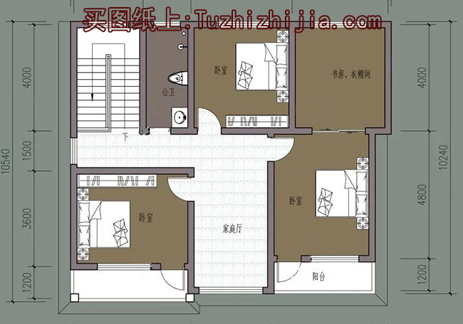 120平二層別墅房屋cad設計圖,借錢都要蓋的戶型!