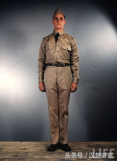 彩色老照片,二战中的美国军服