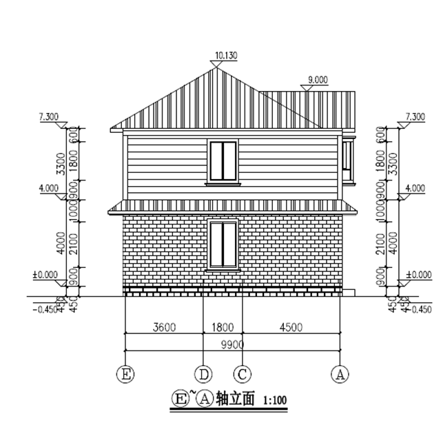 超热门135平米新农村自建二层别墅cad设计图