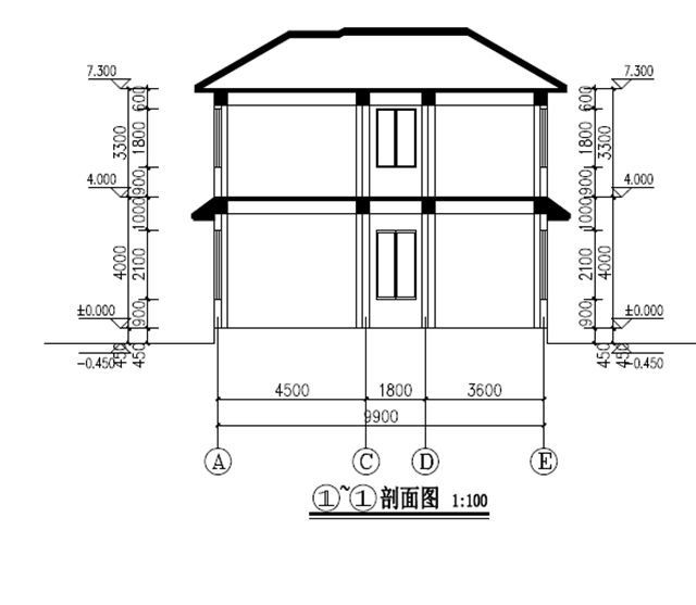 超热门135平米新农村自建二层别墅cad设计图