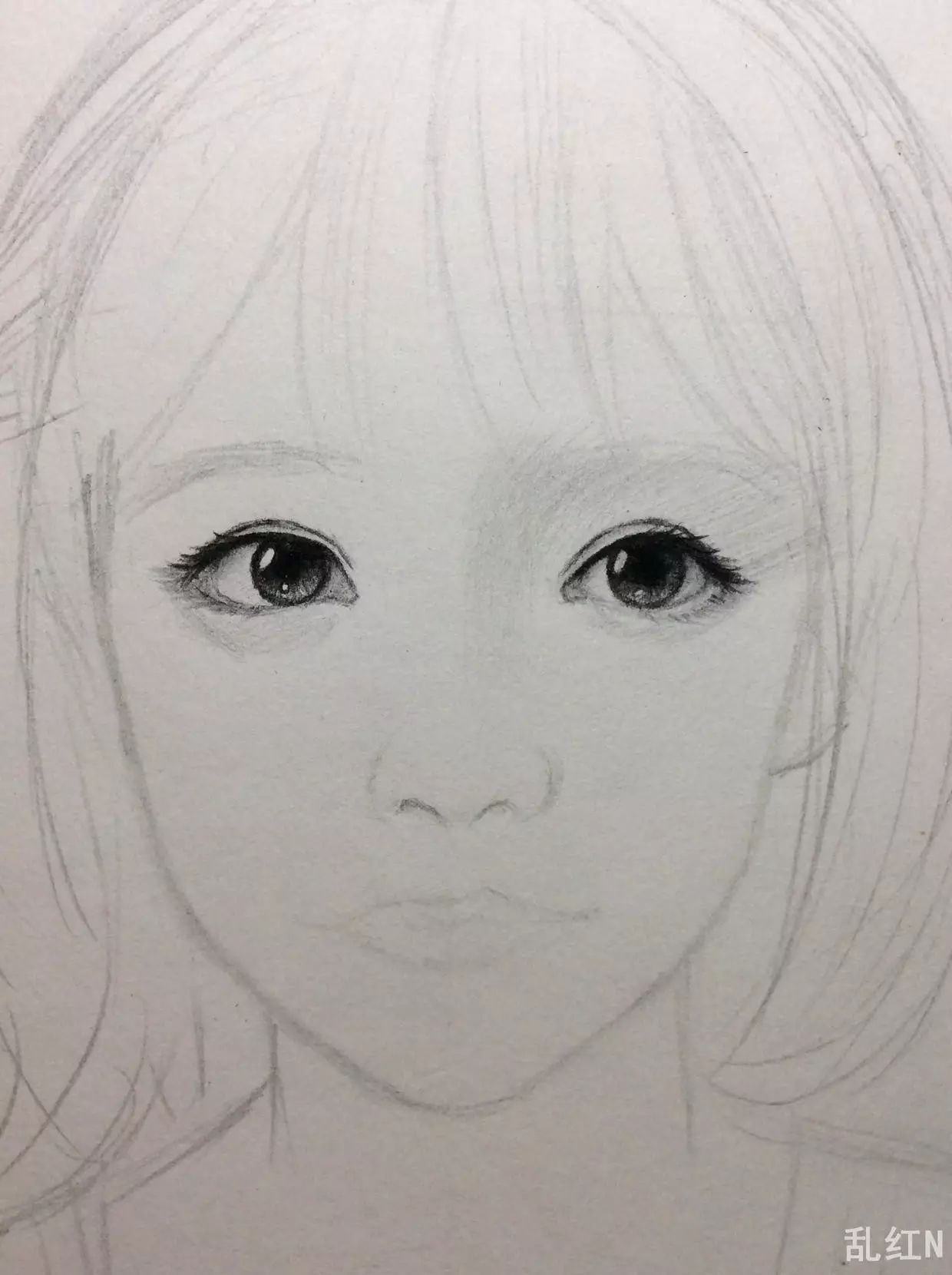 小女孩简单画法素描图片
