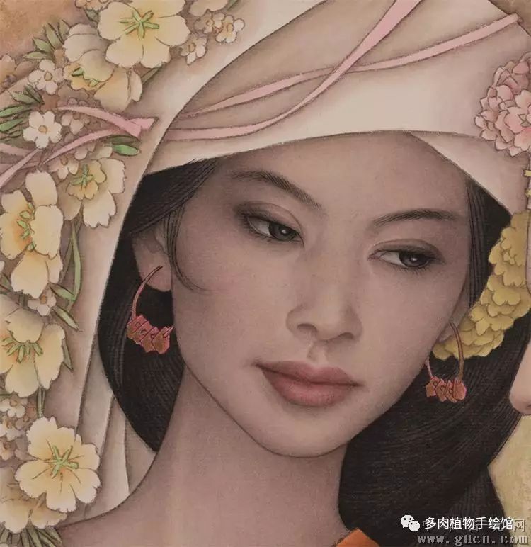 冯长江工笔人物画女性图片