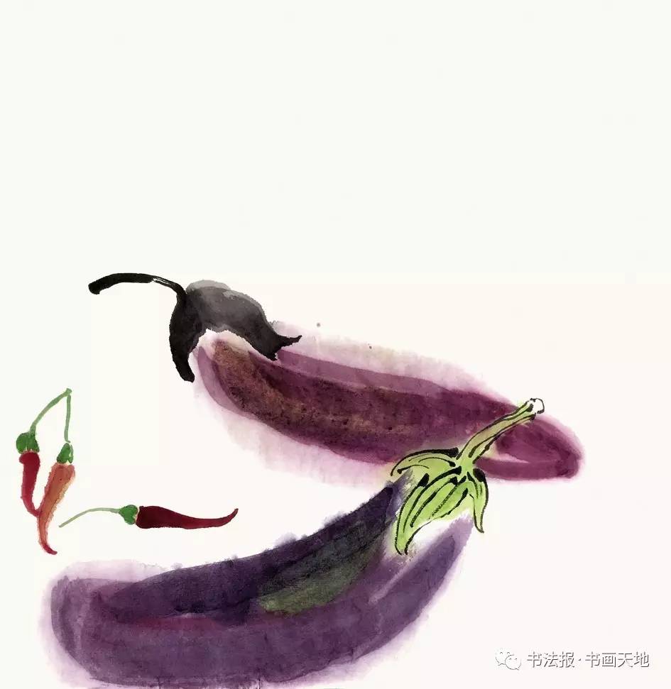 国画茄子画法图片