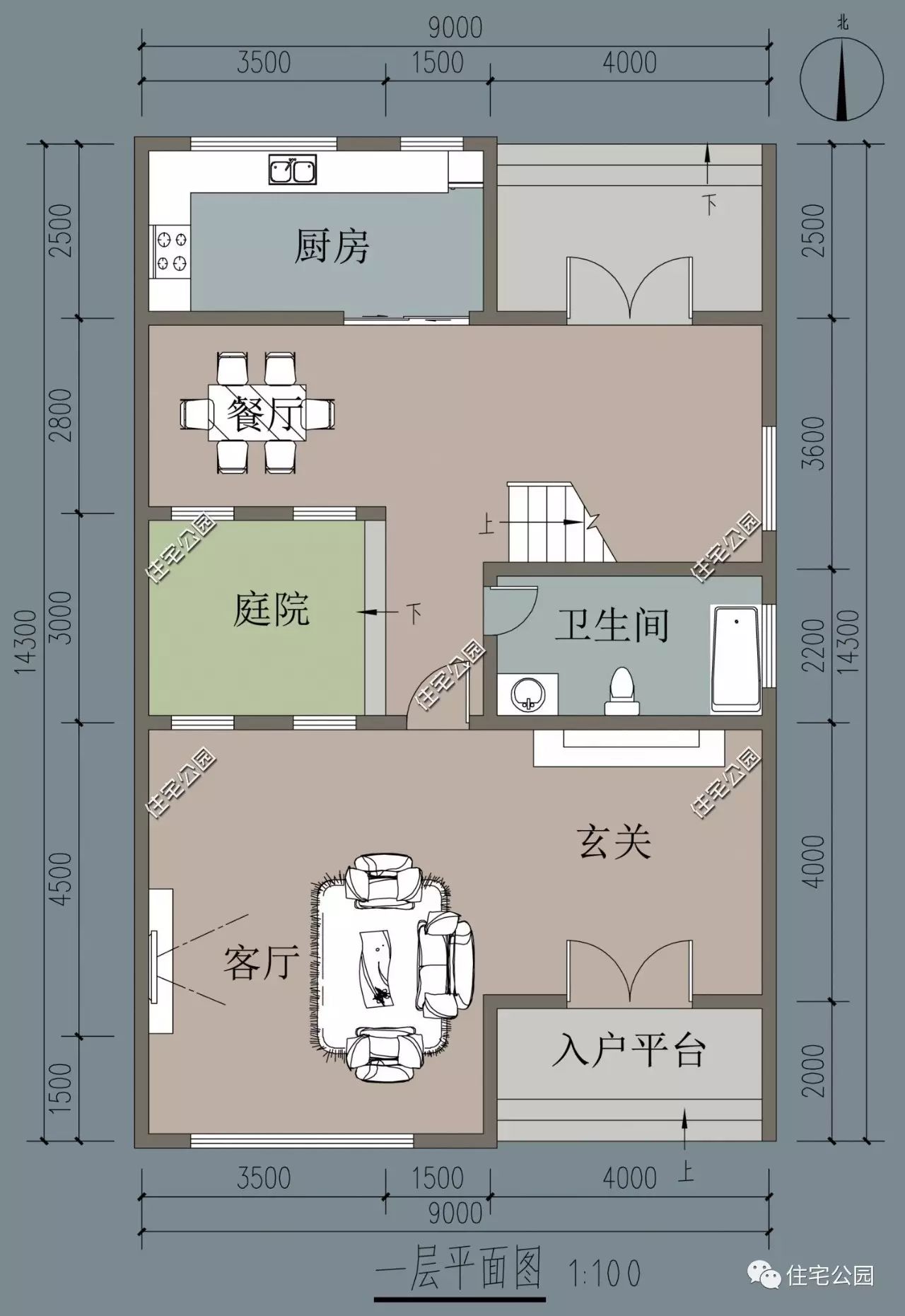 宽9x长14米自建房图纸图片