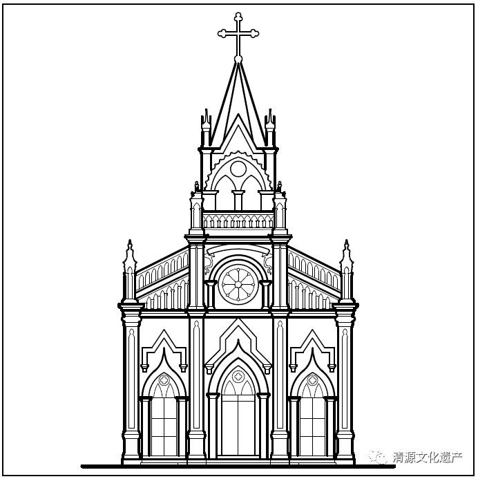 路思义教堂立面图图片