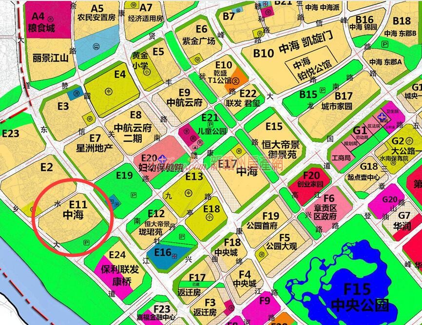 赣州e112地块中海滨江壹号效果图公示项目已动工