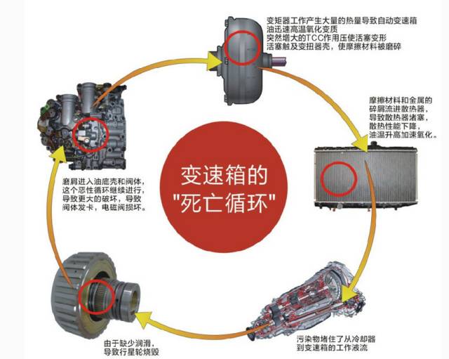 仔細瞅瞅下面的結果: 1,汙染物堵住了從冷卻器到自動變速箱的工作