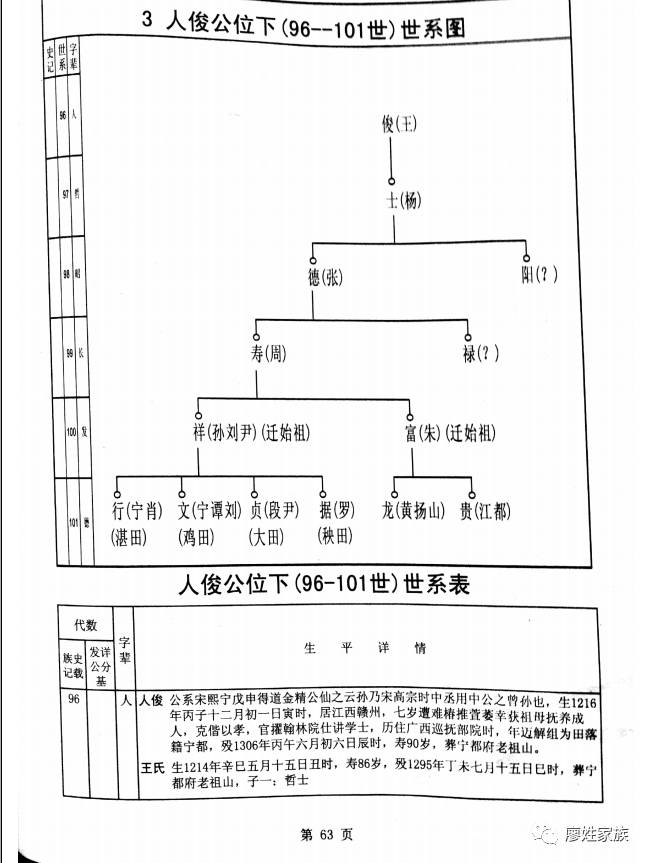 湖南四田【大田(现名大水田)德贞公支系【廖氏族谱