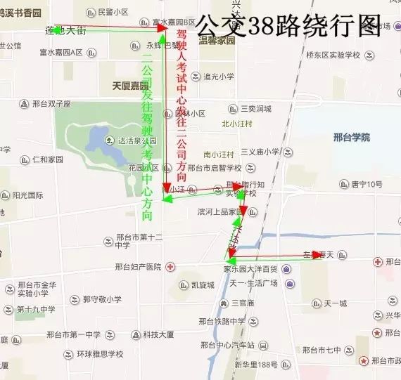 公交38路由公交二公司發車,按原路線行駛至民政局救助站後,沿興達路