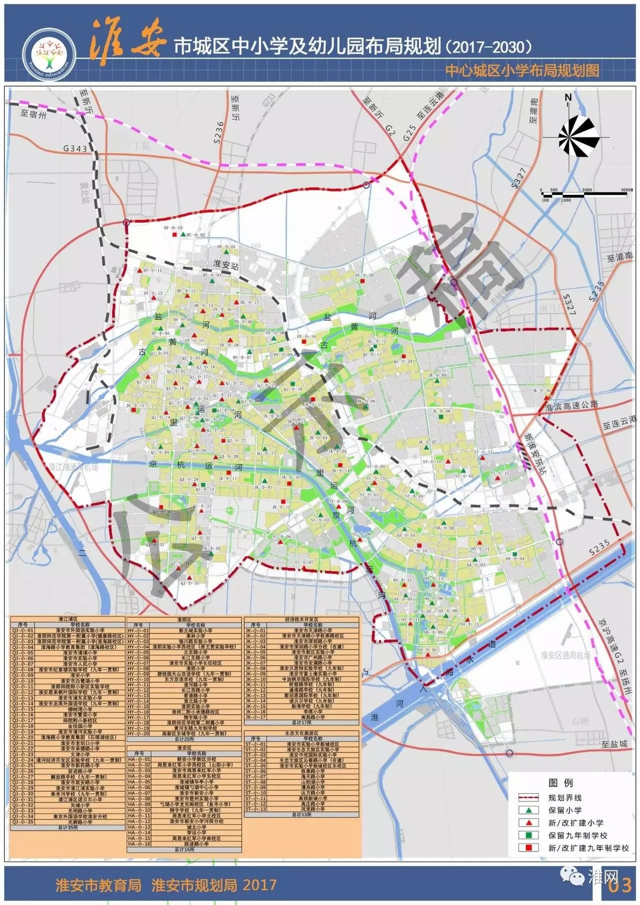 淮安市城區中小學及幼兒園佈局未來這樣規劃,共規劃學校558所!