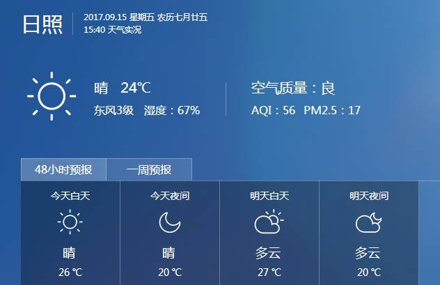 【879丨天气】日照明日天气预报