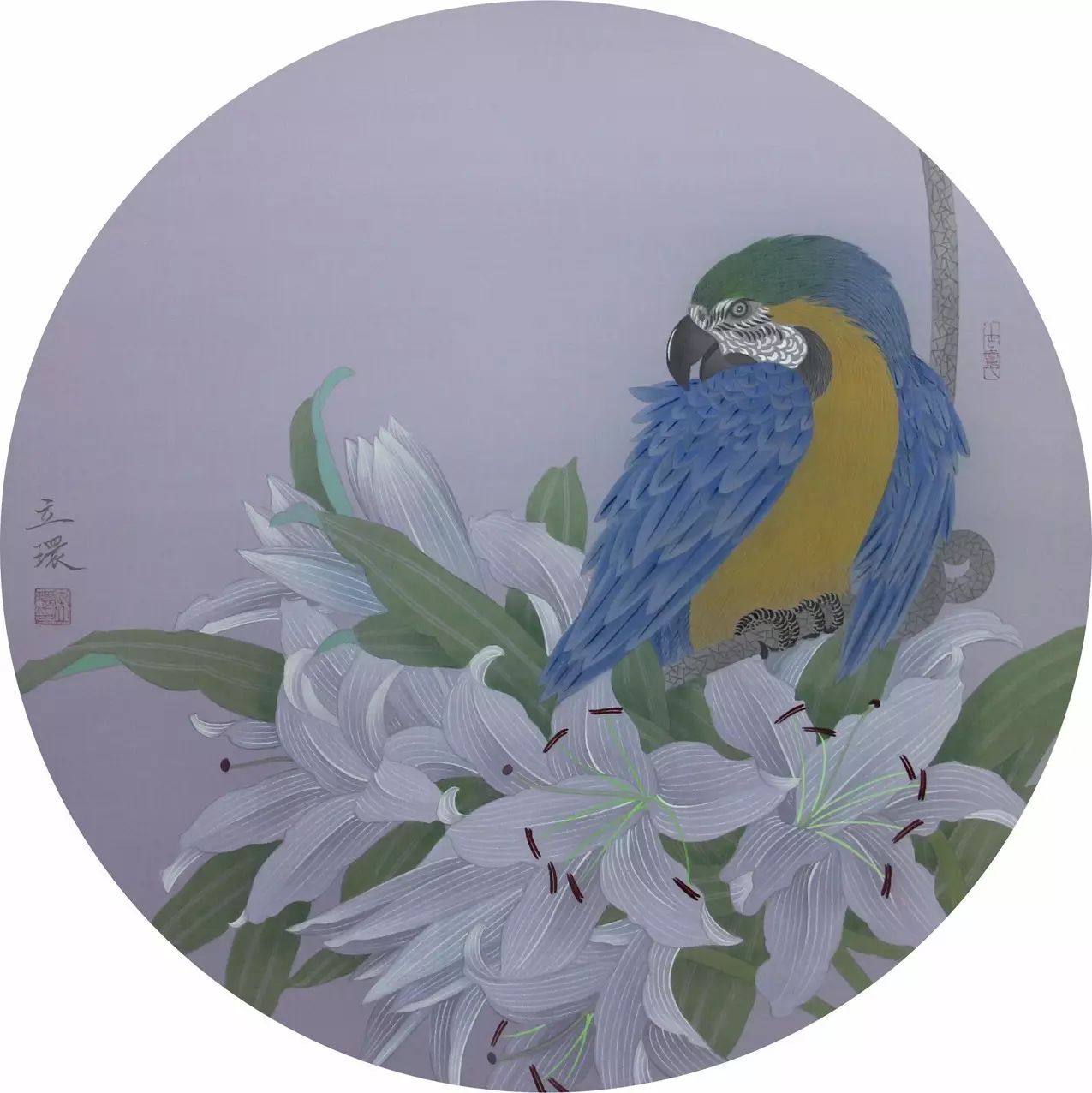 李立环 微露 绢本工笔 45×45cm 2015年宫 扇 系 列李立环,云南文山人