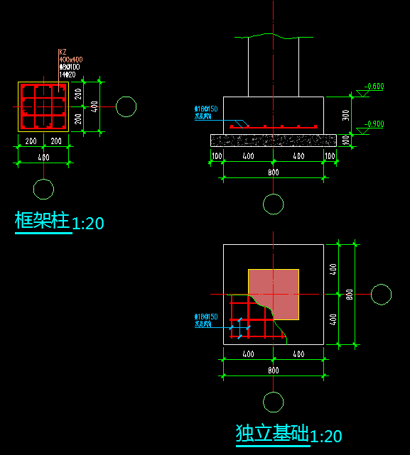柱下独立基础cad图图片