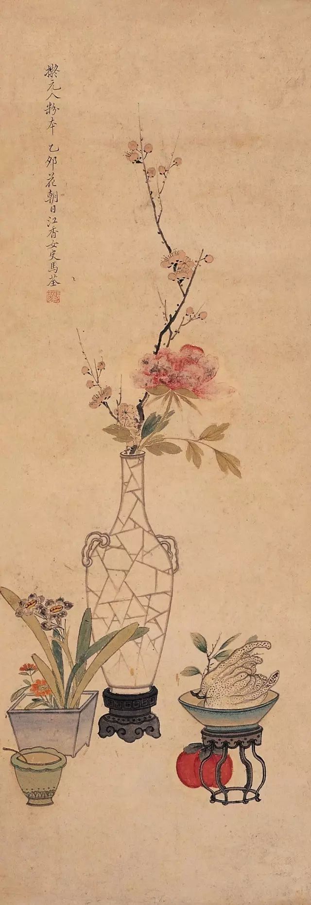 马荃没骨花鸟画图片