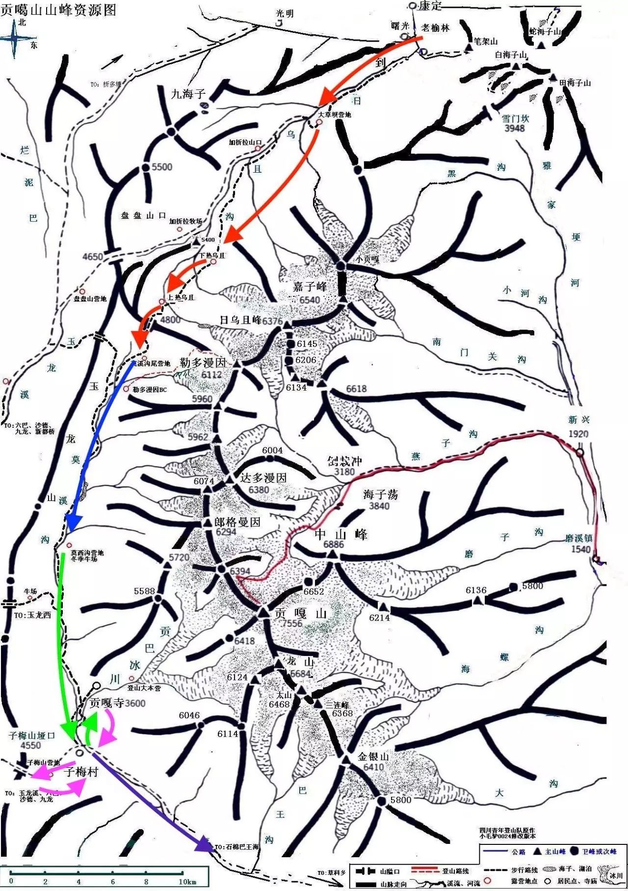 海螺沟的冰川和红石滩 作为国际上享有盛名的高山探险和登山圣地