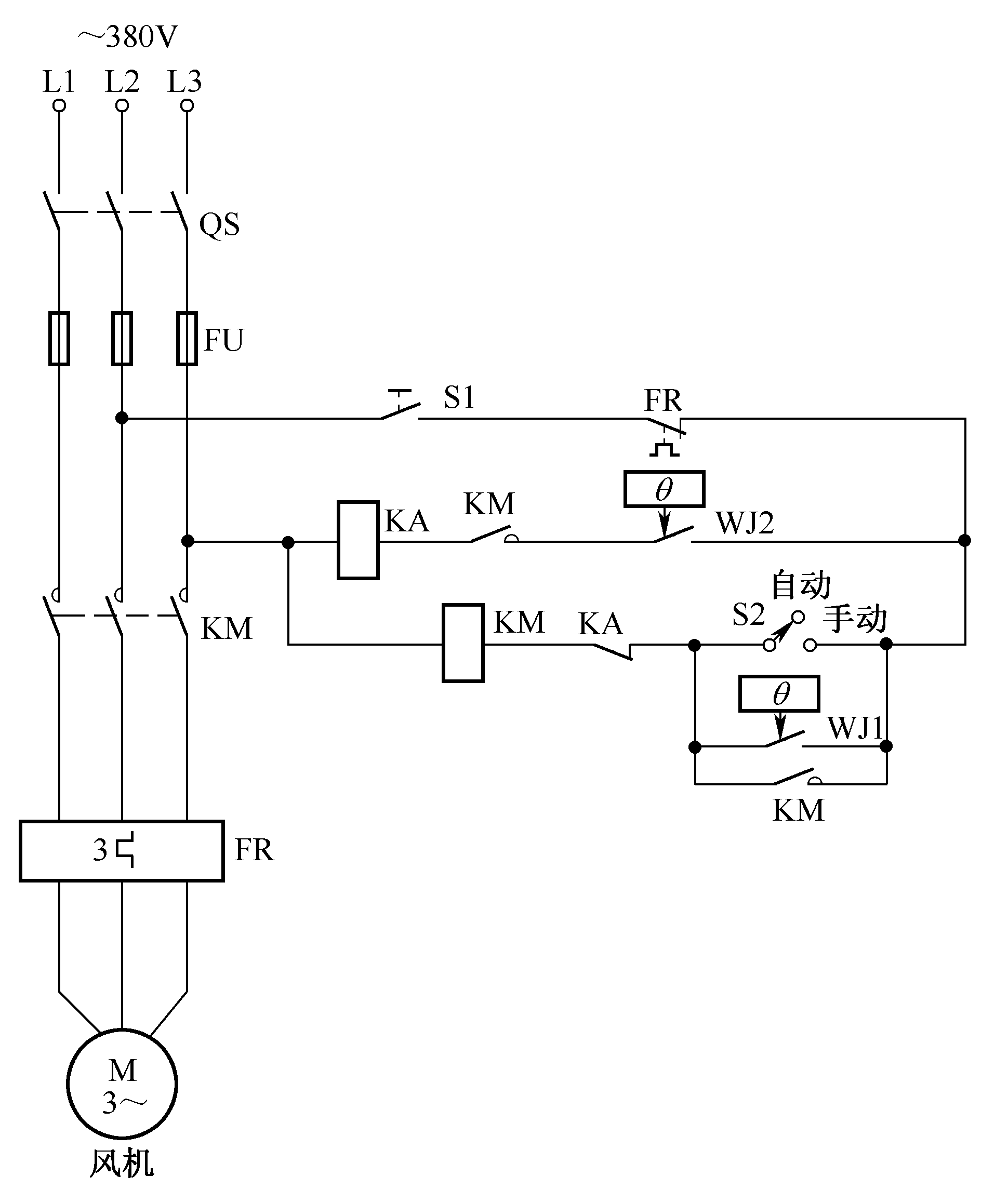 电接点手动自动电路图图片