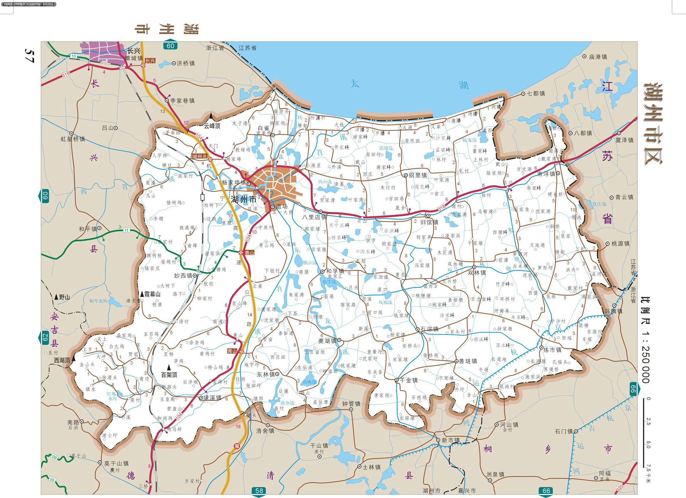 湖州地图各县分布全图图片