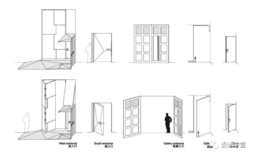 入口处的折叠门△建筑师设计了一个可以活动的储物装置,展开式可以