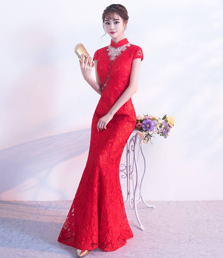 吉祥红色结婚就选这一款惊艳的红色敬酒礼服吧总有让人无法抗拒的魅力