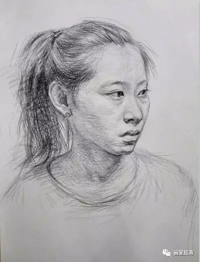 教你巧處理女人側面頂光素描人像