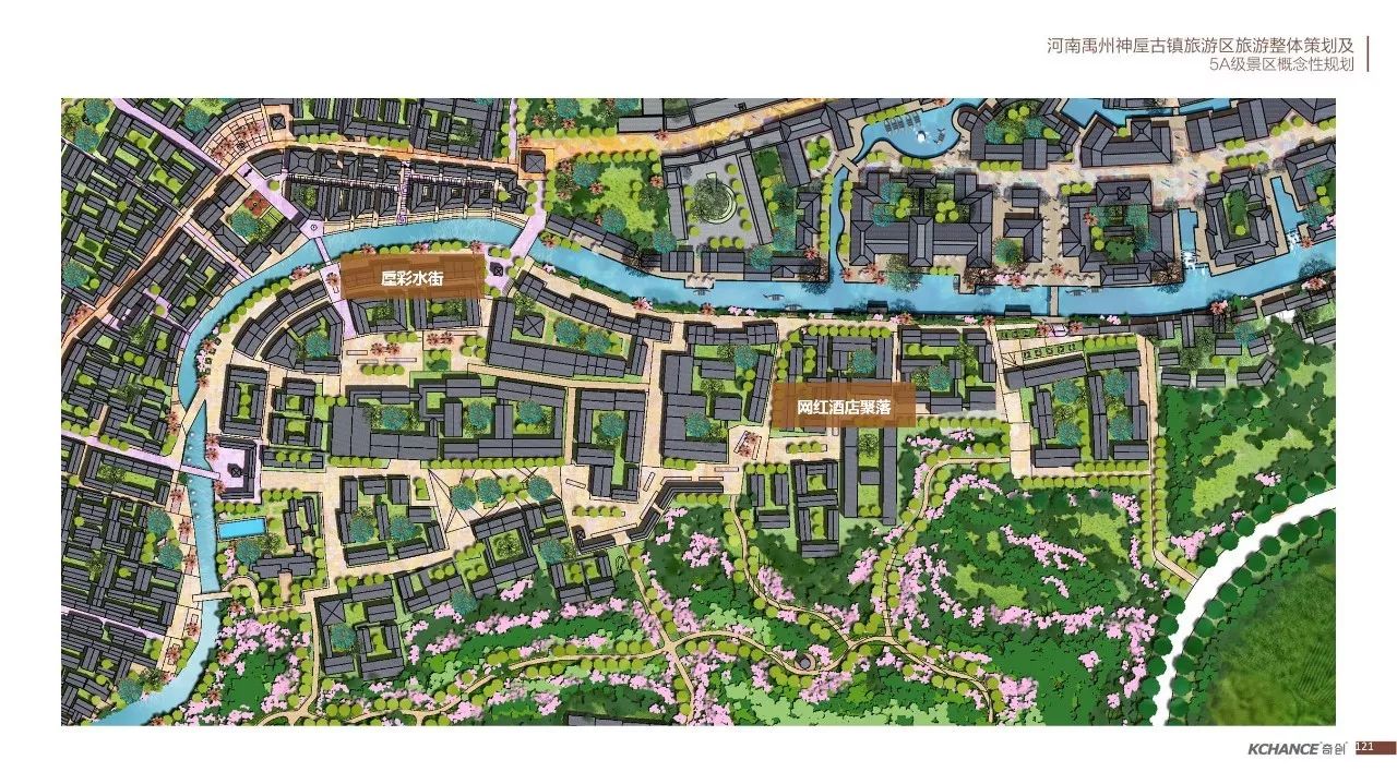 该项目是神垕古镇规划建设的三期项目,重点是依托肖河滨河岸线的休闲