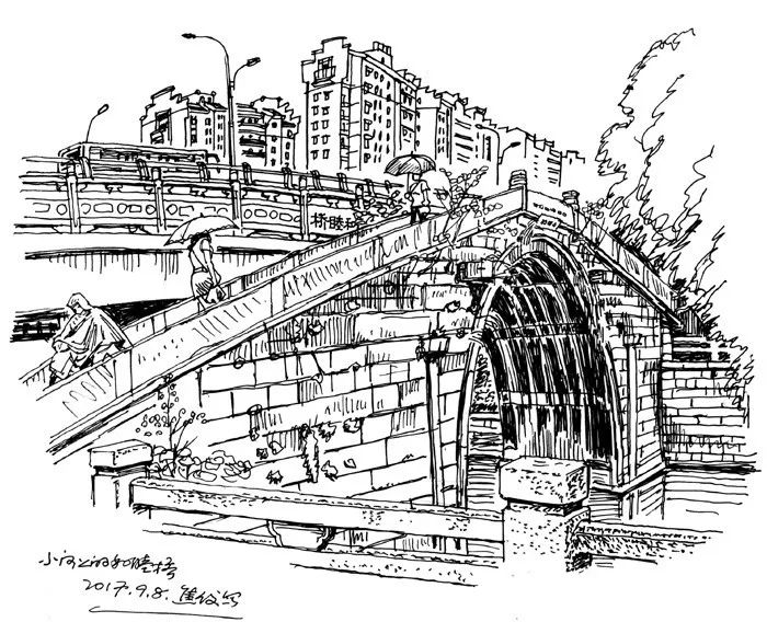 青马大桥手绘图片