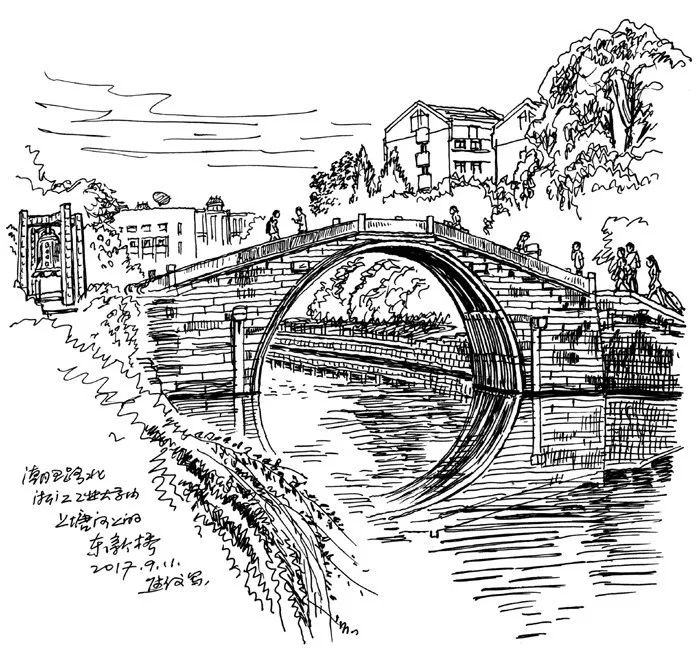钱江大桥 手绘图片