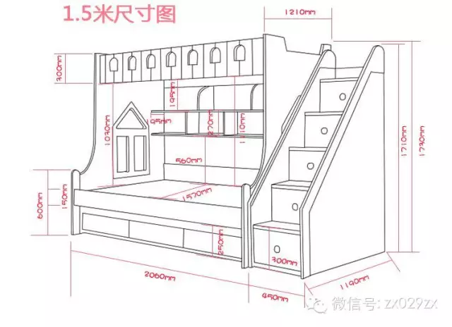 上下铺平面图俯视图图片