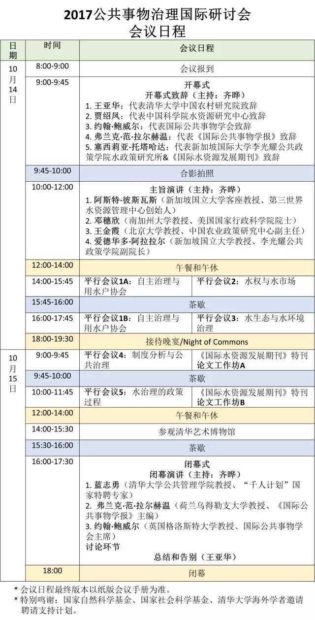 会议日程 参会报名 2017公共事物治理国际研讨会(2017 commons