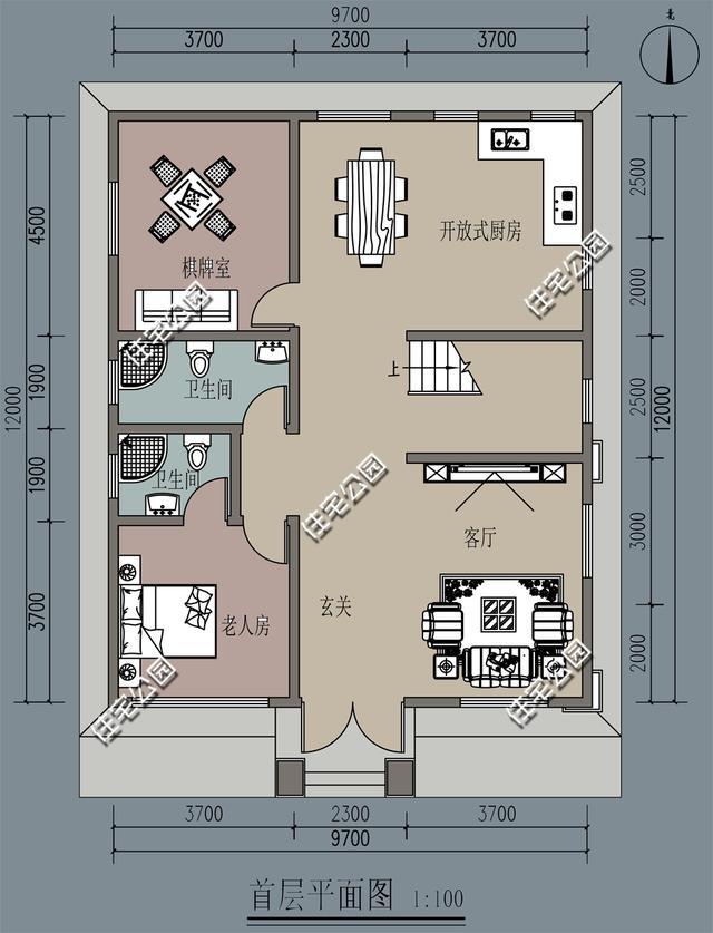 新農村別墅10米x12米,有建築師就是不一樣,含平面圖