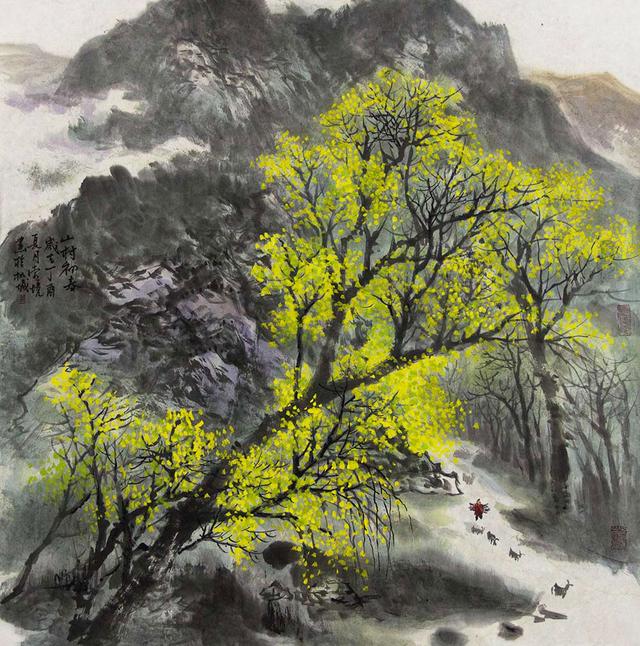 畫家以精妙的構圖以及生動筆墨,描繪了自然界山水美景,表現出山勢的