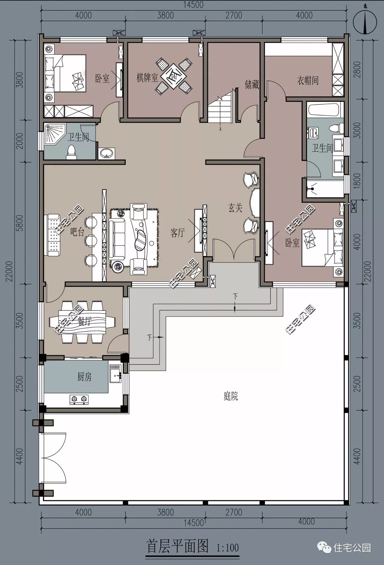 10间卧室14x18米新中式院落别墅全图预算视频展示