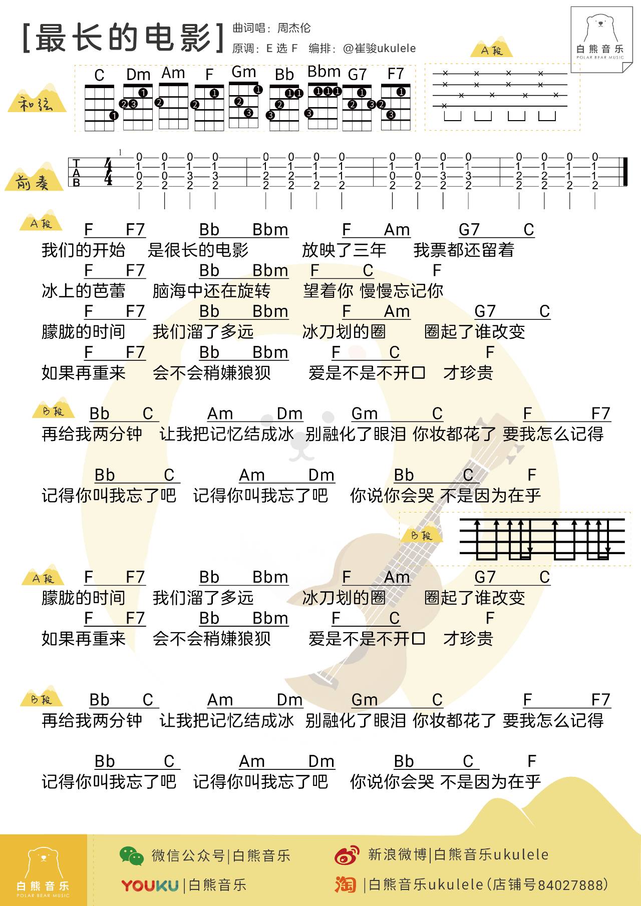 最长的电影尤克里里谱图片