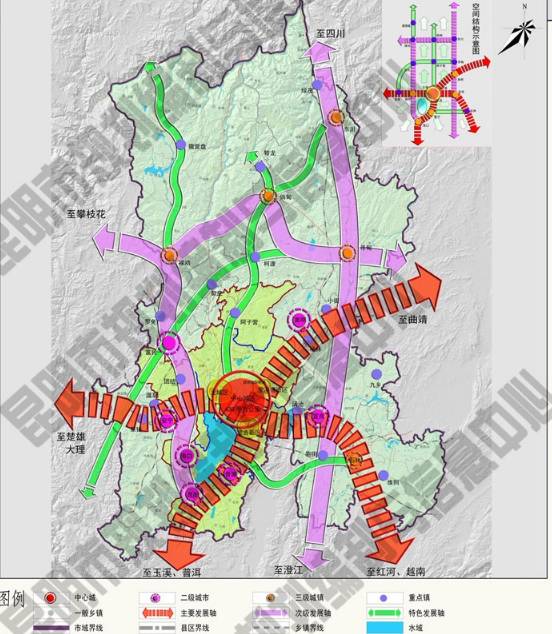 布局2条主要发展轴以中心城区南北在市域城镇体系规划图中《昆明城市