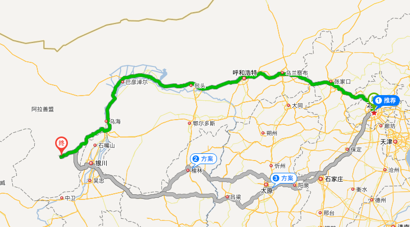 京藏高速路线图全程图片