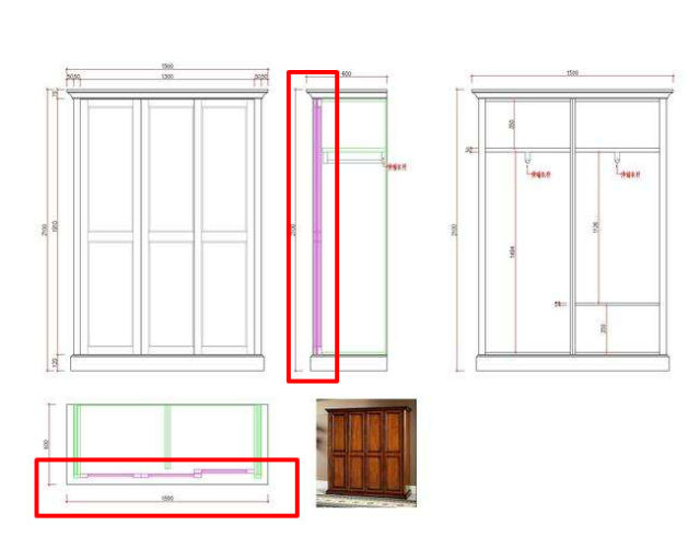 推拉门衣柜cad图纸图片