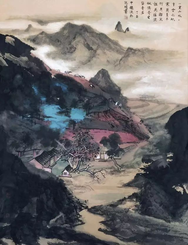 泼墨山水寄艺海沈明