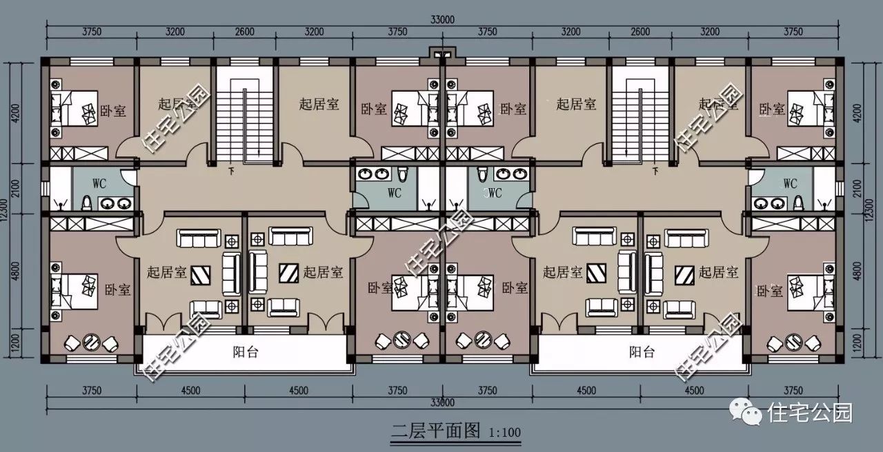 帶堂屋多套房12x33米雙拼別墅全圖預算視頻展示