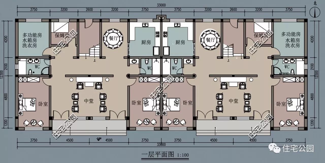 帶堂屋多套房12x33米雙拼別墅全圖預算視頻展示