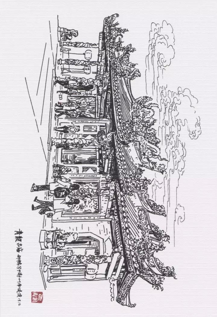 潮州生活场景手绘图片