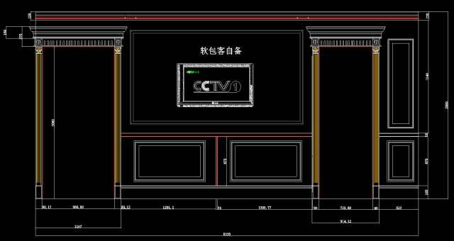 背景墙隐形门cad平面图图片