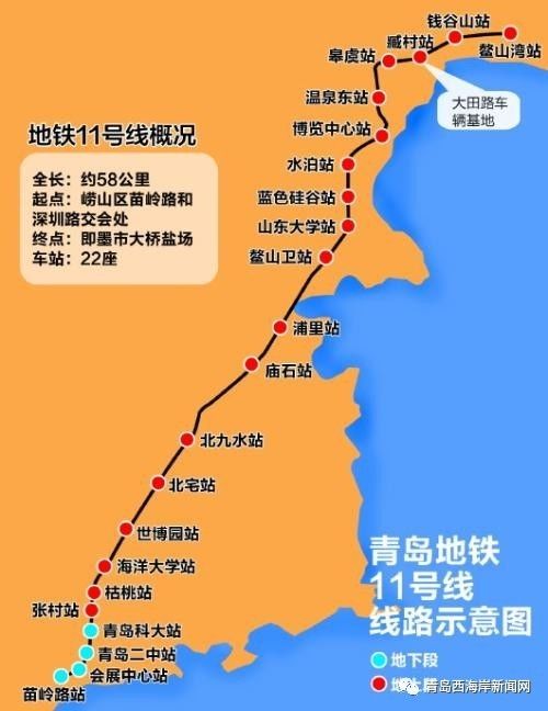 青岛地铁11号线全线电通 年底前空载试运行