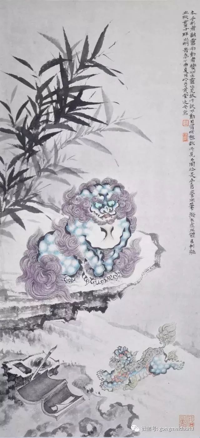 狻猊教子圖 60cm×29cm 2017年 紙本天祿雅坐圖60x29cm 2017年 紙本靈