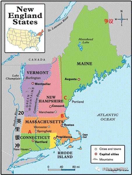 康涅狄格是由纽黑文等殖民地发展而来的;罗德岛则是在