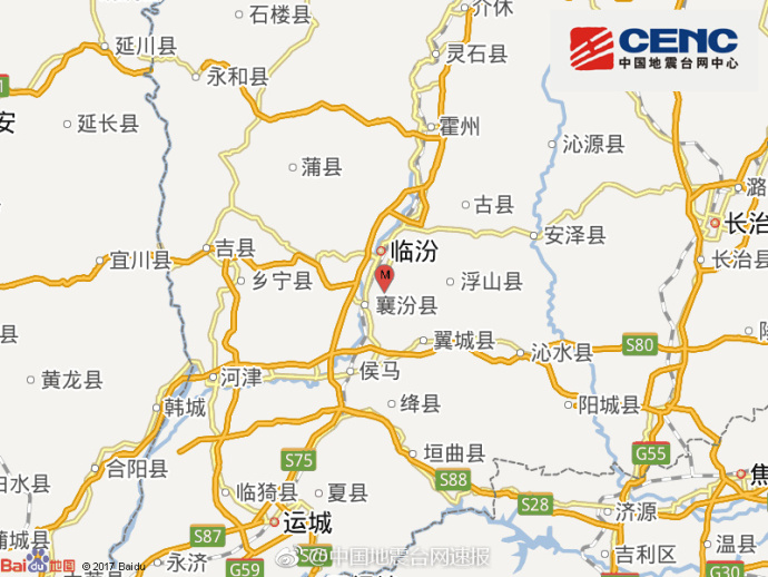 山西临汾市襄汾县发生3.0级地震 震源深度5千米