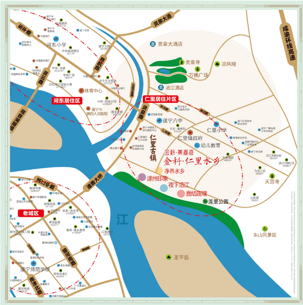 六大業態共同構建而成,且位於市政府重點發展區域——河東新區中央