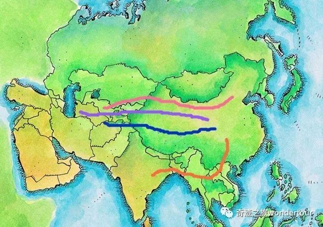 线路一:欧亚草原快速通道及长城地理沿线 线路二:沙漠绿洲通道(后来