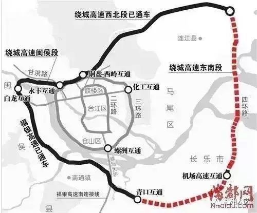 閩侯二橋起於竹岐鄉內316國道,主線橋上跨南江濱路,北濱江路,濱城大道