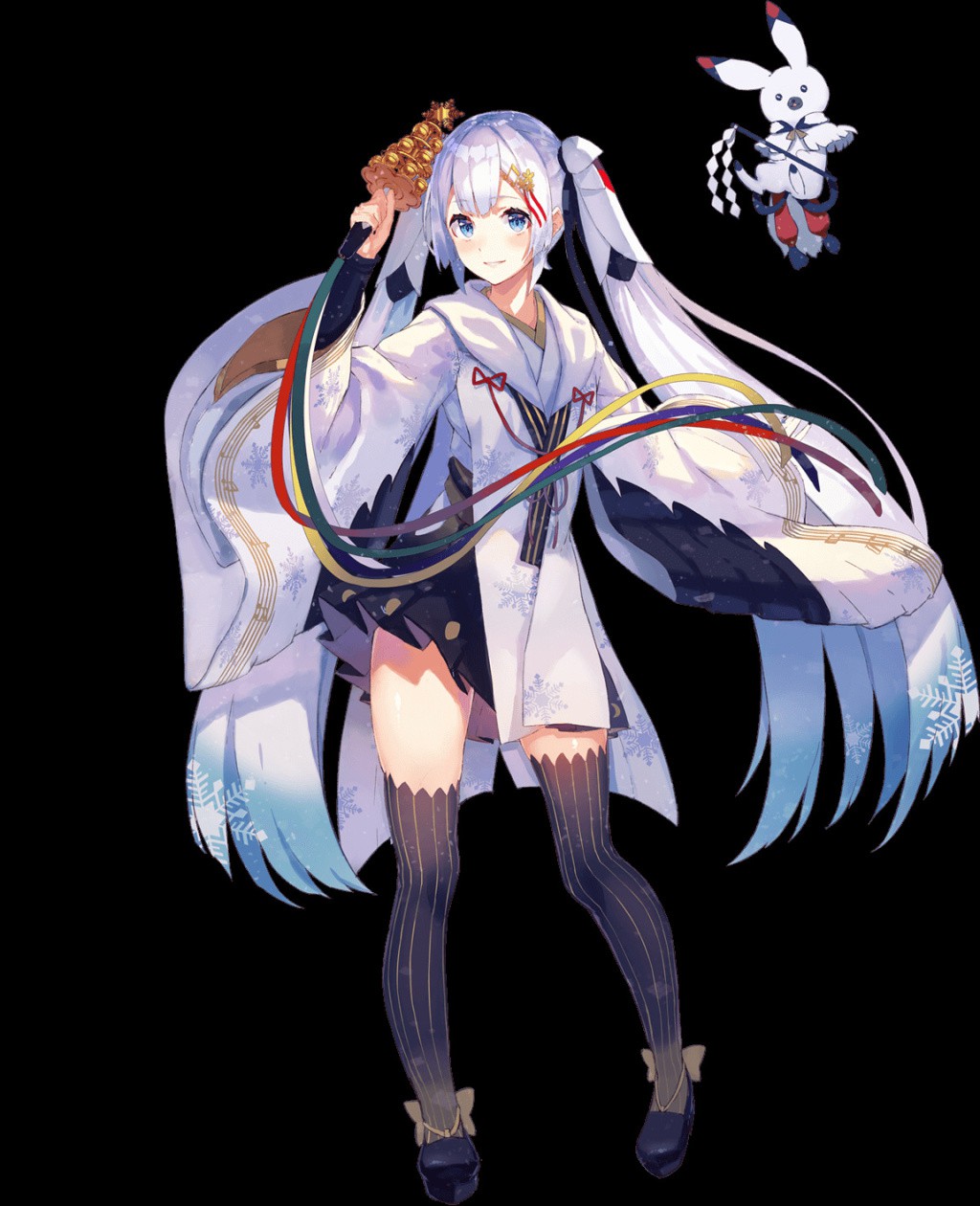 初音未来化身成为巫女,仙鹤造型的巫女服是的初音充满神秘缥缈的气质