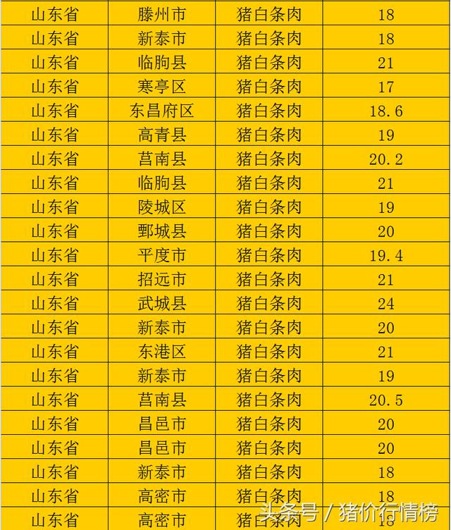 今日猪肉行情20171023今日全国猪白条肉价格一览表